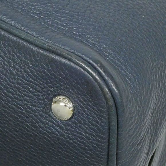 Prada Saffiano Lux 2 Way Handbag Shoulderbag Silver Hardware Navy - Picture 7 of 10